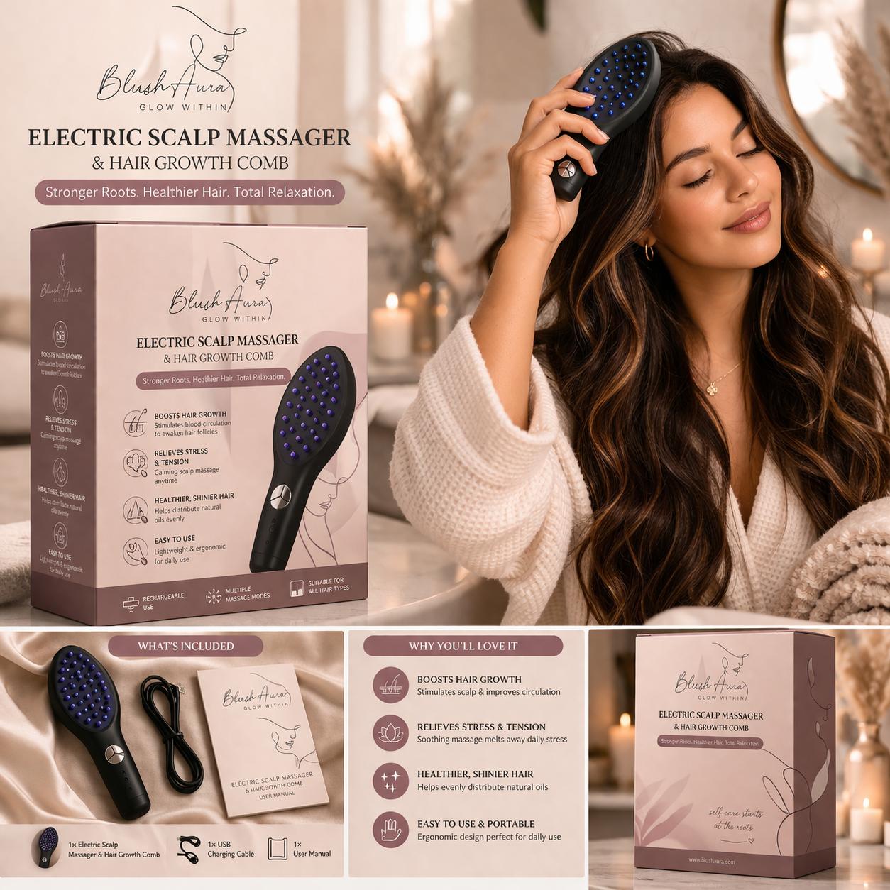 Electric Scalp Massager & Hair Growth Comb